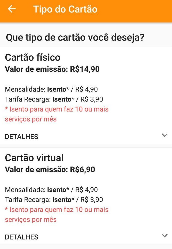 Celcoin tarifa de cartão