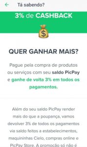 PicPay Cashback 3%